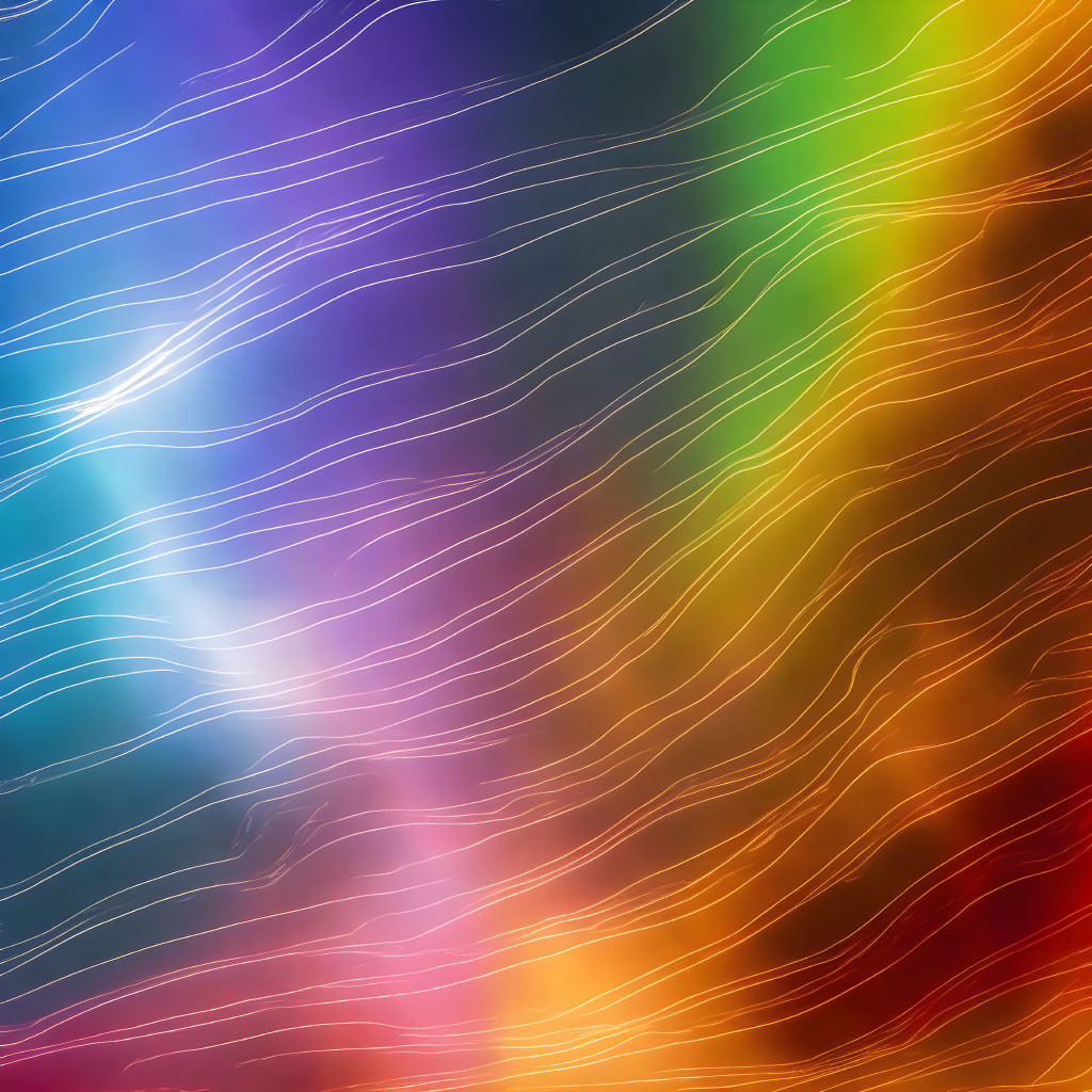 Colorful Abstract Background with Flowing Lines in Blue, Green, and Orange