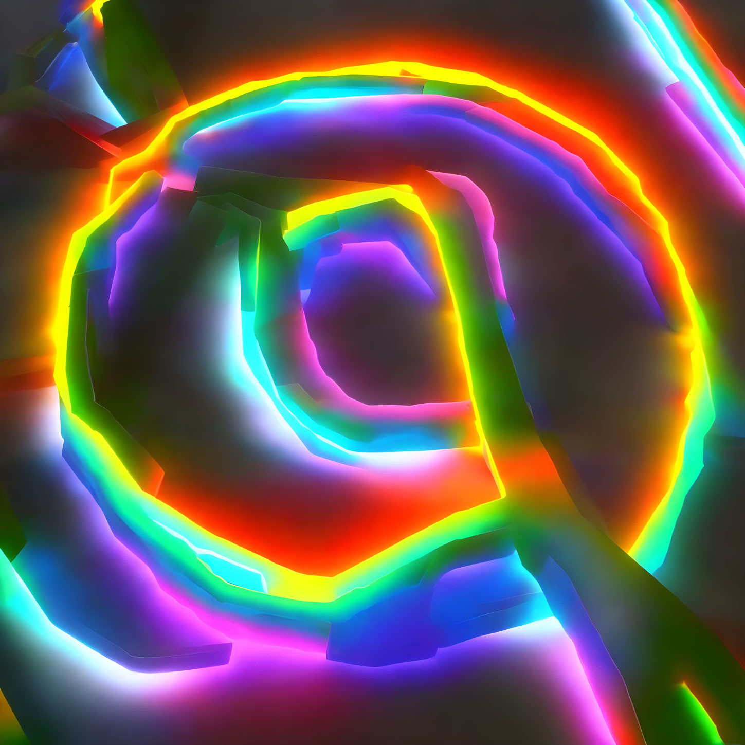 Colorful Neon Spiral Tunnel with Glowing Lines