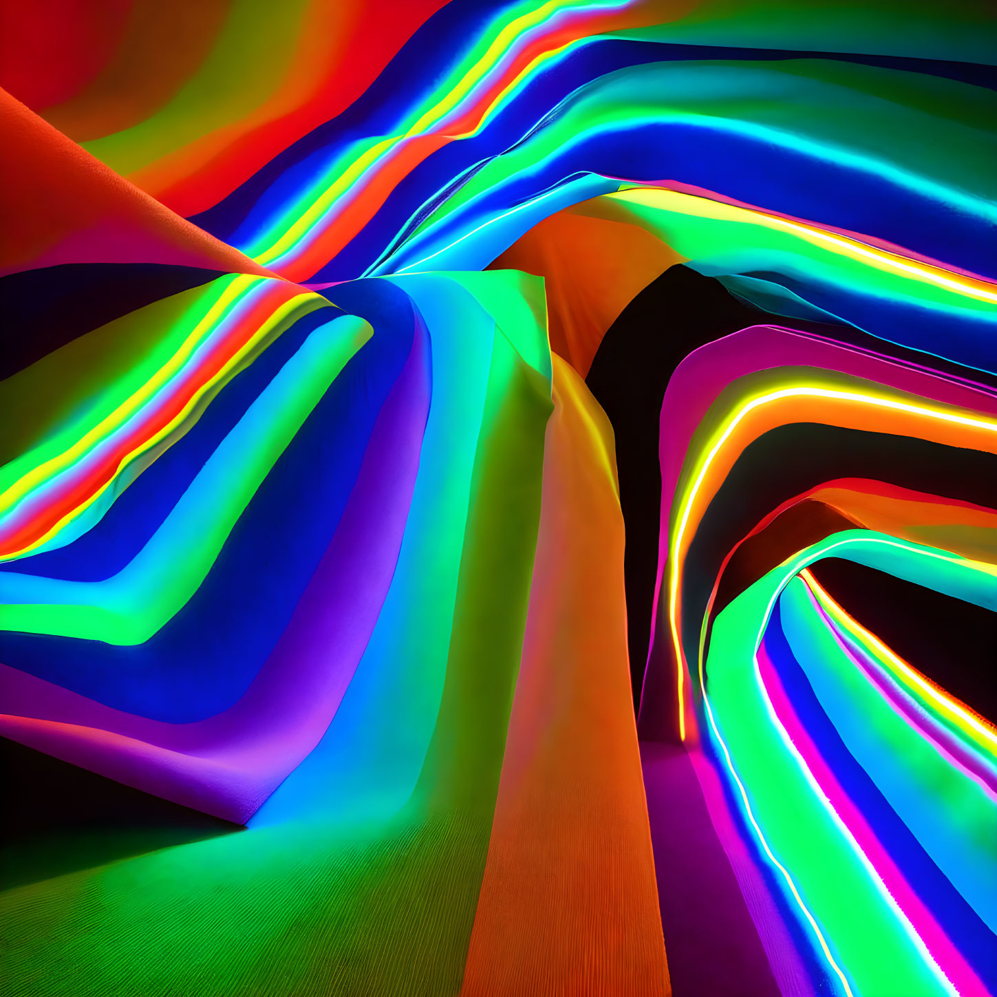 Dynamic Ribbon-Like Effect with Vibrant Colored Lights