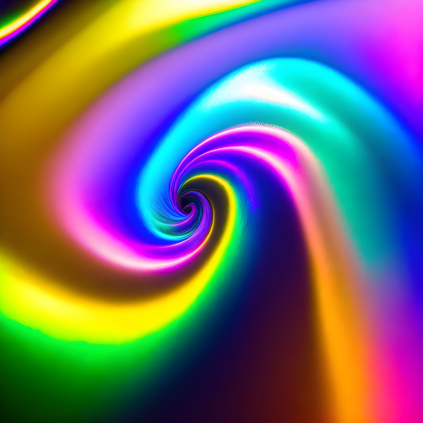 Colorful Neon Swirl Artwork with Rainbow Spectrum Spiral