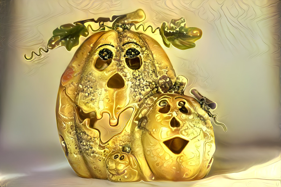 Three Porcelain Pumpkins