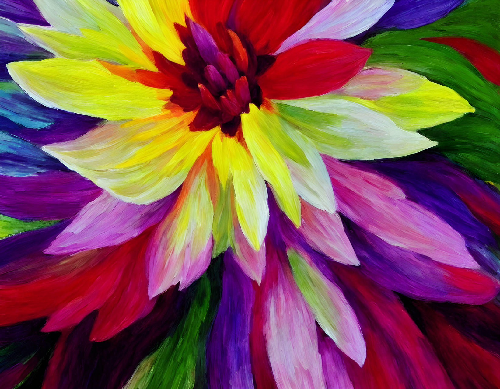 Colorful Impressionistic Flower Painting with Bold Brushstrokes