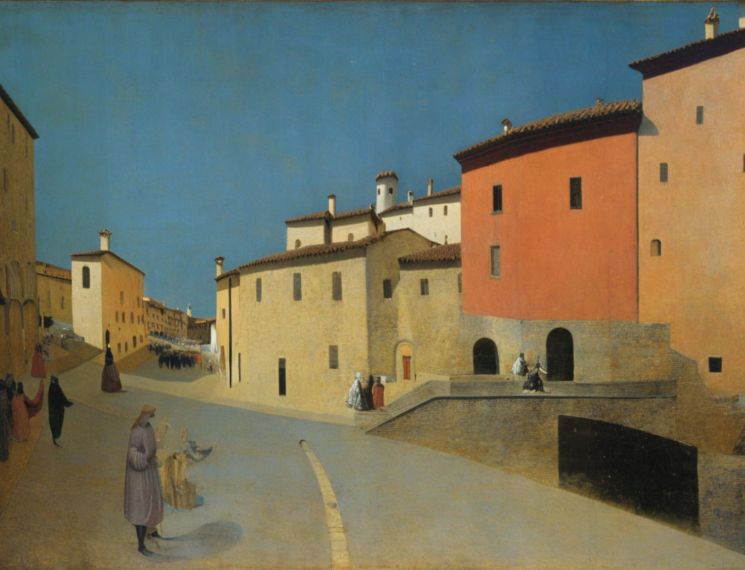 Renaissance-Era Painting of Sunlit Town Square