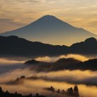 Serene Landscape with Foggy Mountains and Castle