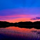 Vibrant Sunset Reflection on a Tranquil Lake