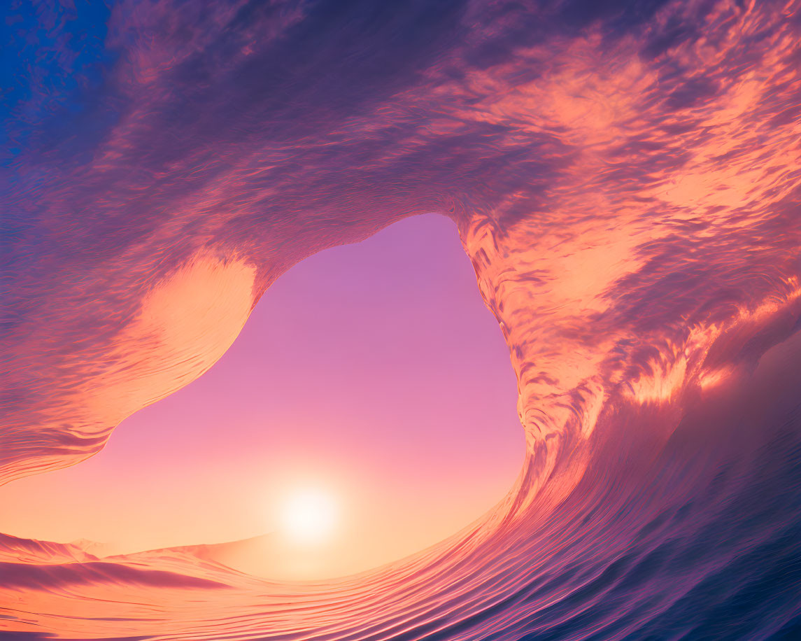 Vibrant sunset sky with surreal wave-like formation