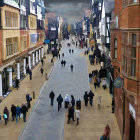 Historic European cobblestone street at twilight