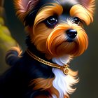 Yorkshire Terrier digital artwork with shiny fur and expressive eyes.