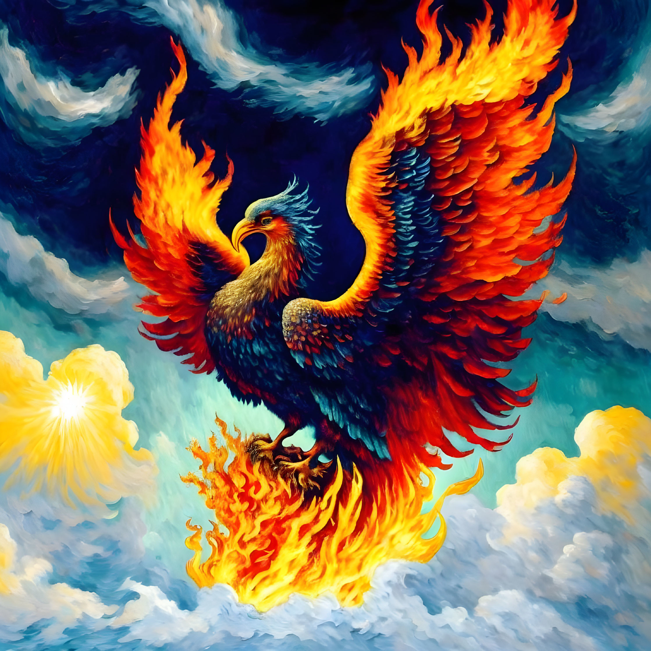 Colorful Phoenix Symbolizing Rebirth and Immortality