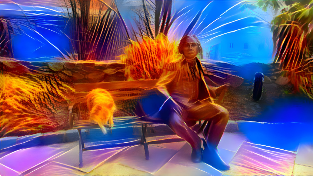 psychedelic park bench