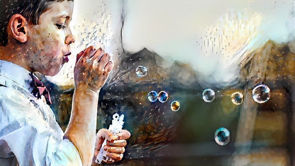 Boy doing Soap bubbles.