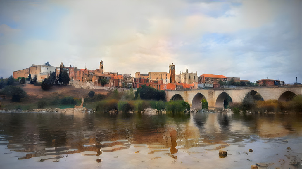 View of the Duero river crossing Tordesillas.