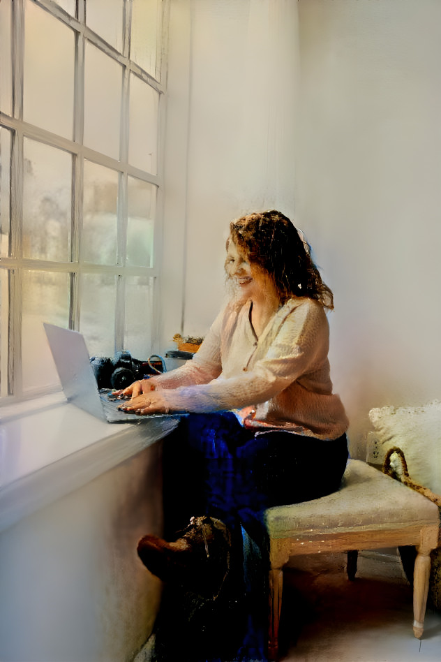 Woman at the laptop.