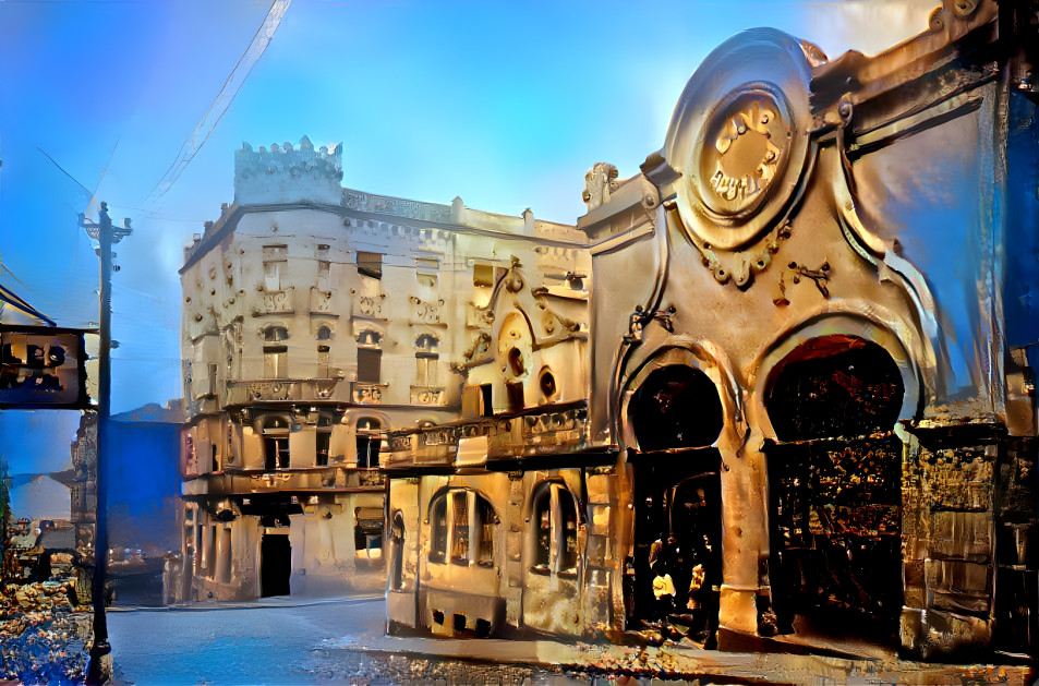 Old Vigo's Royalty Cinema at dusk.