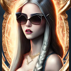Digital artwork of woman with white hair and dragon-themed sunglasses