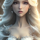Digital artwork: Woman with long blonde hair, intricate jewelry, and ornate dress.