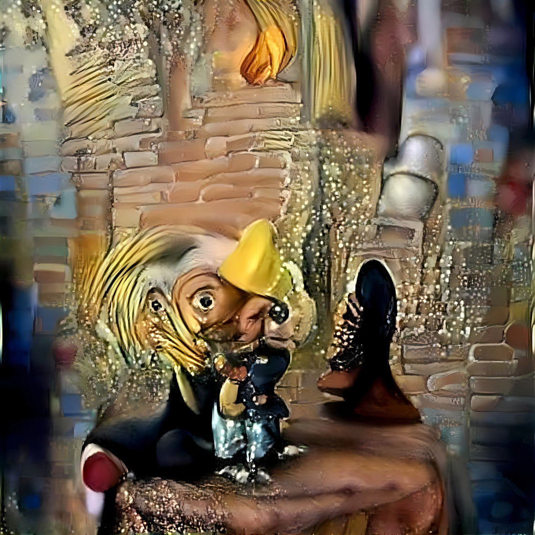 pinocho guiando a  gieppetto 