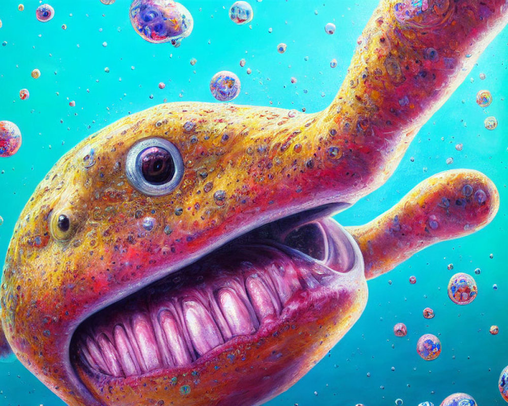 Colorful Fish Artwork: Vibrant Digital Illustration of Big-Eyed Fish in Underwater