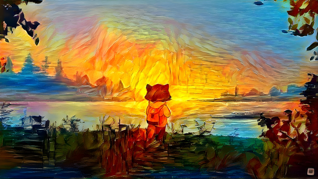 Chillhop raccoon sunset