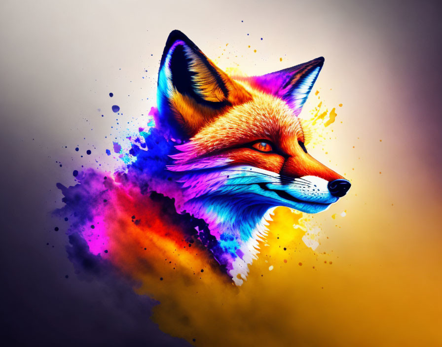 Colorful Neon Fox Artwork on Display