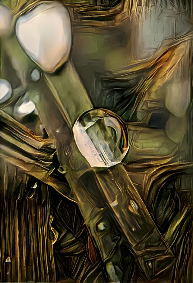 Reflection on blade of grass