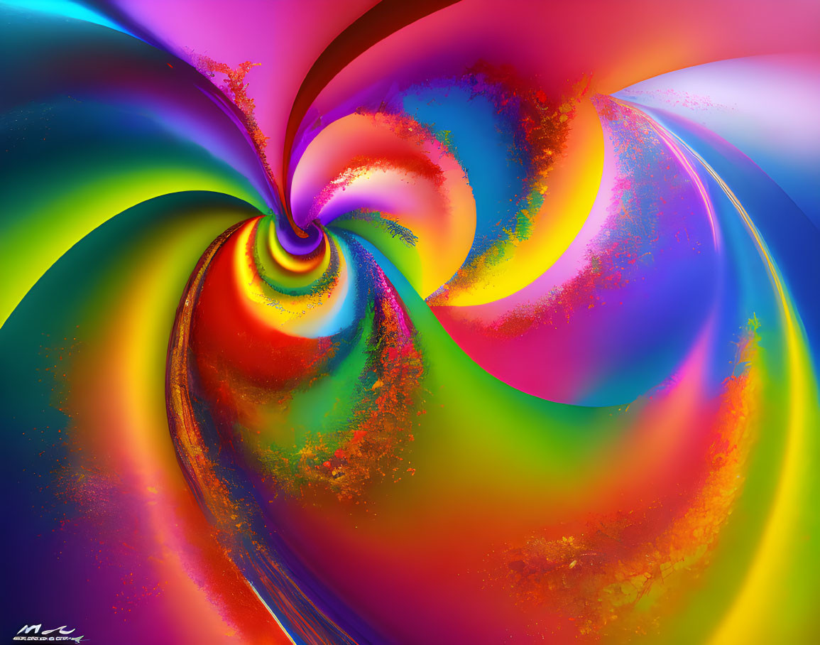 Colorful Swirling Fractal Art in Blue, Green, Red, Yellow