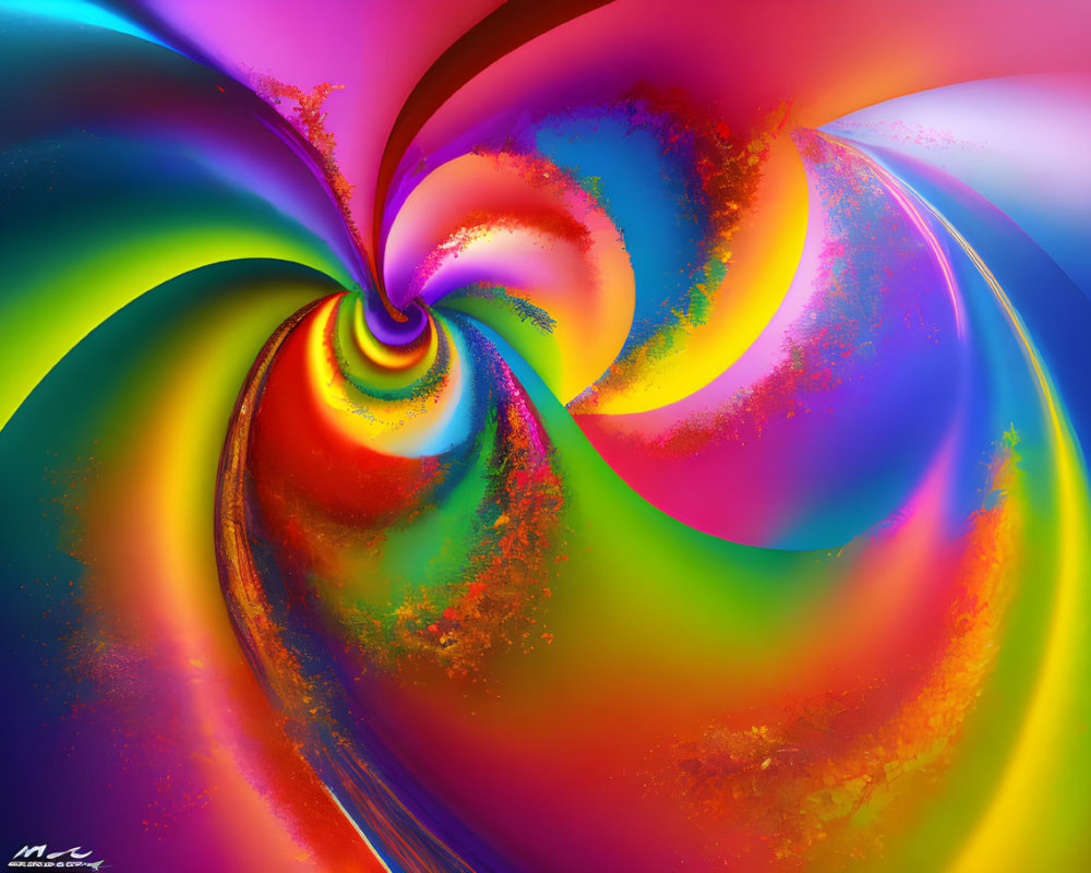 Colorful Swirling Fractal Art in Blue, Green, Red, Yellow