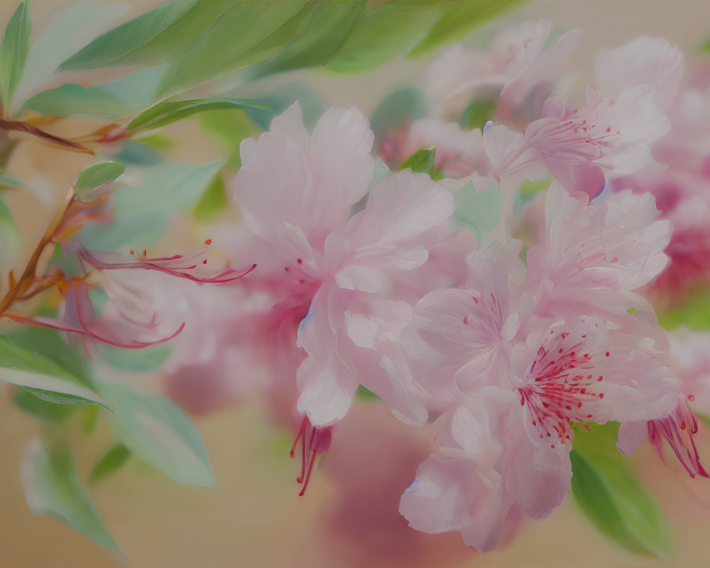 Delicate pink cherry blossoms in soft focus