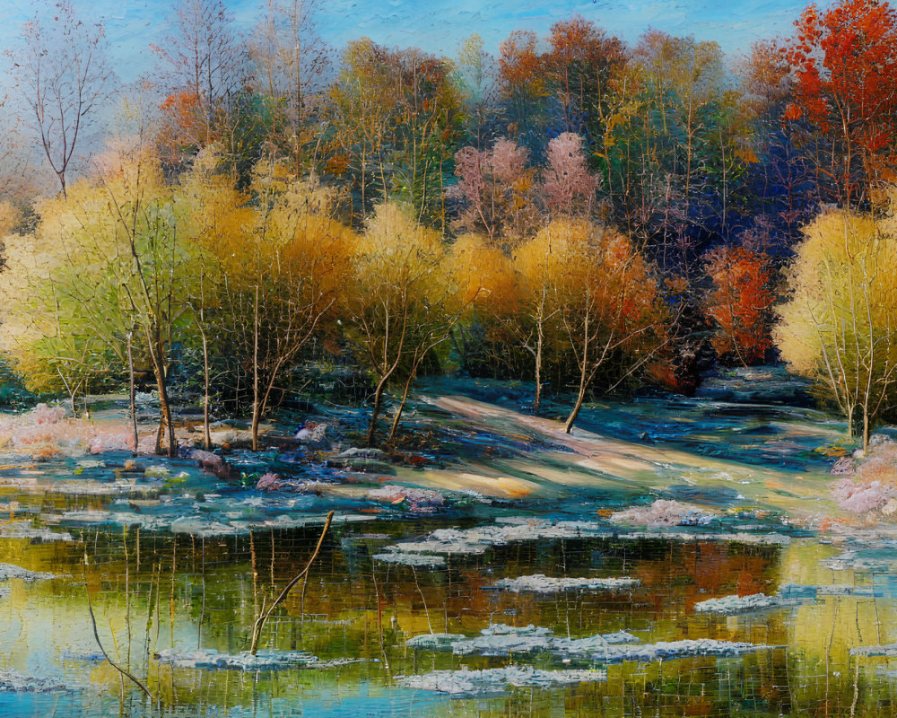 Vibrant Autumn Colors in Impressionistic Painting