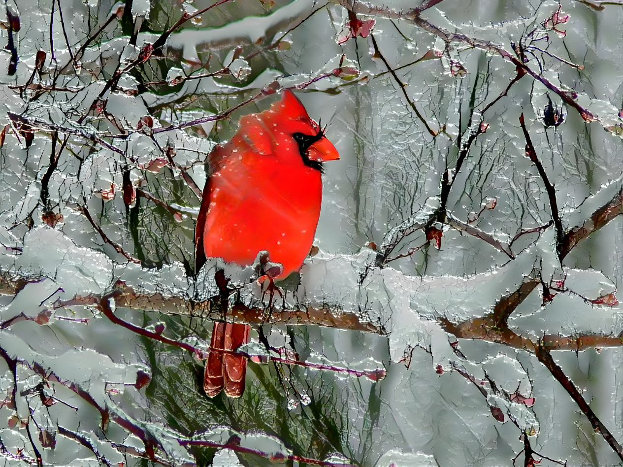 Cardinal in Ice Storm