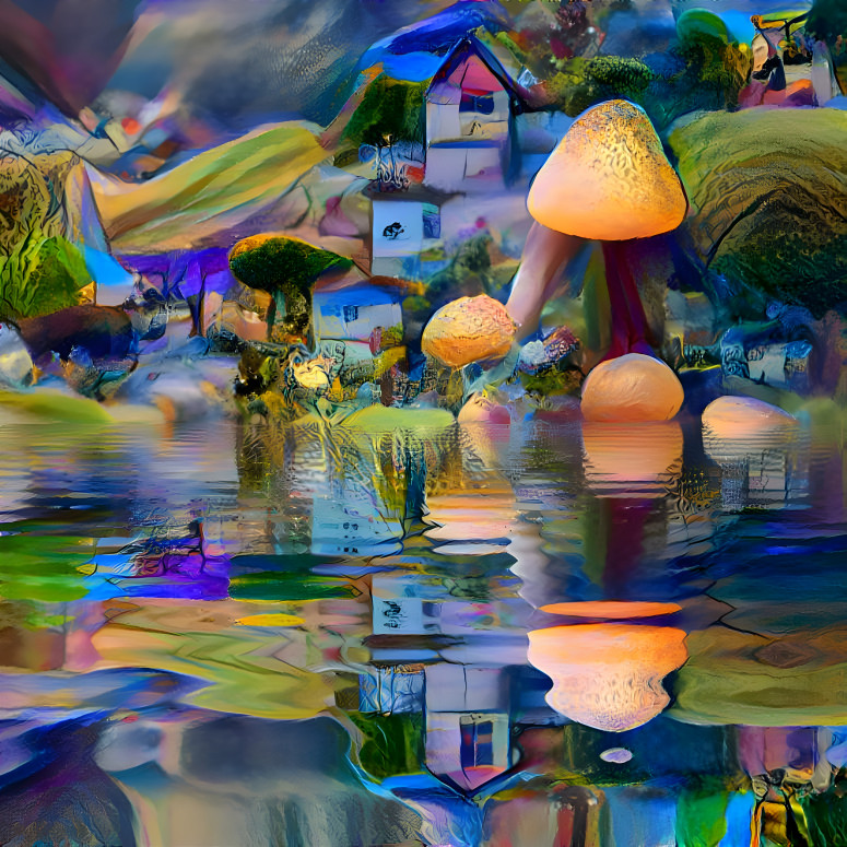 Mushroom city (at the edge of a lake)