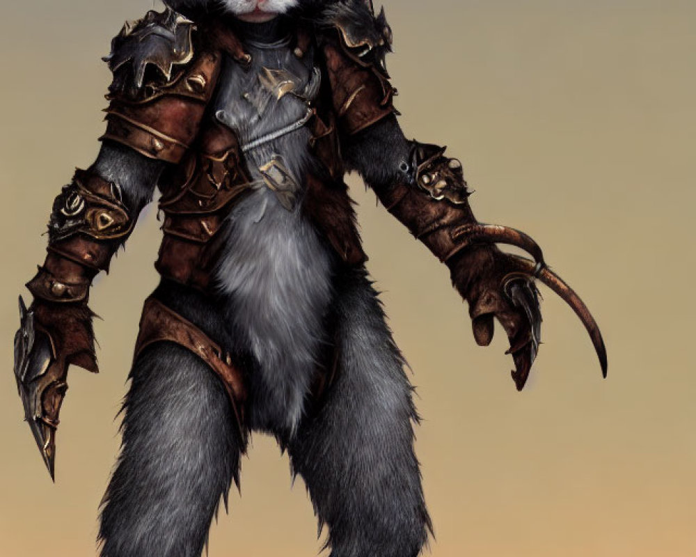 Anthropomorphic Mouse Character in Detailed Armor Ready for Battle