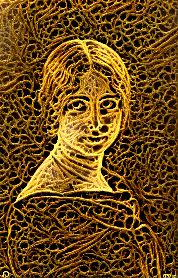 Gold filigree relief sculpture of Cleo de Merode