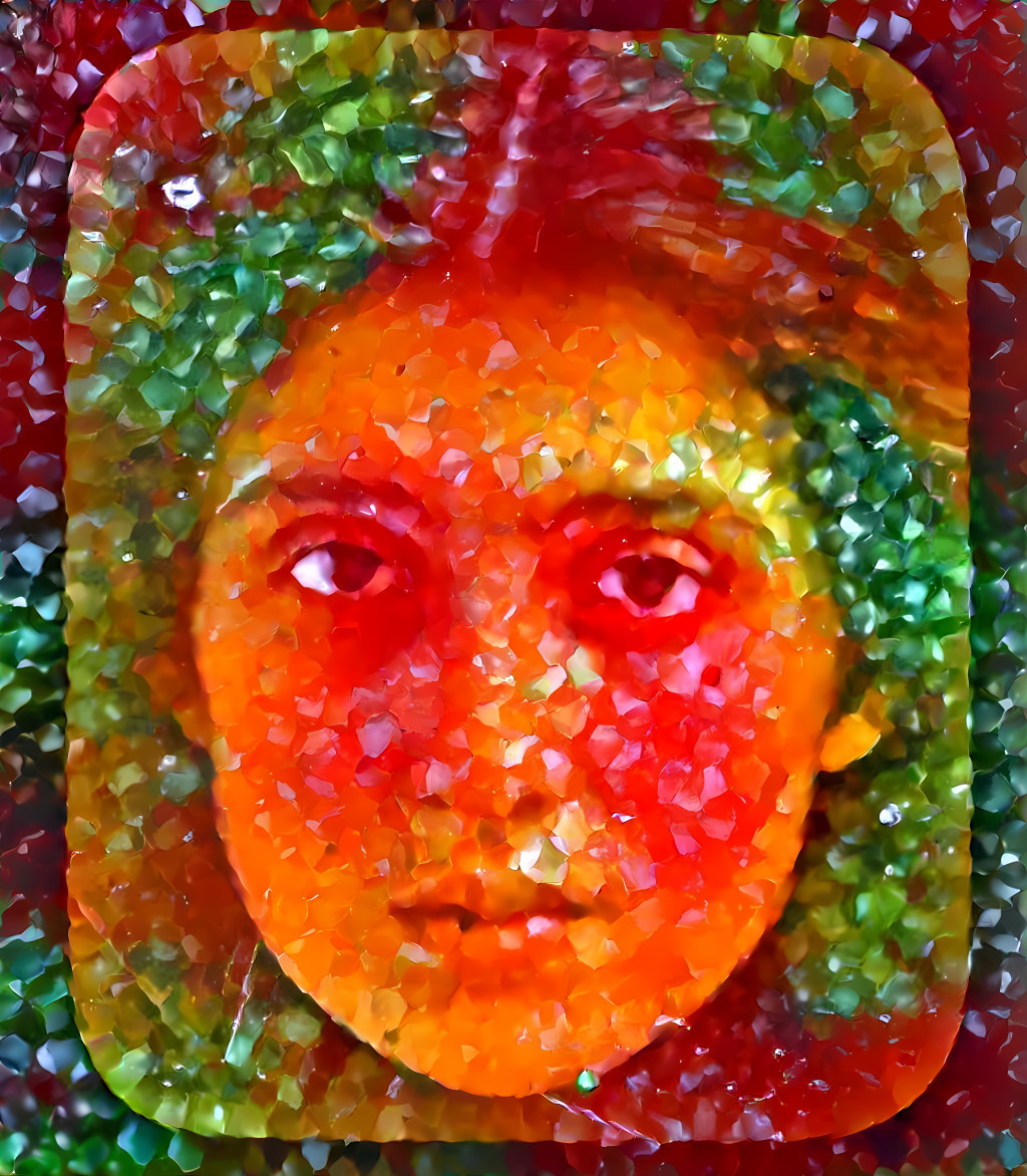 A woman's face inside a geode stone.