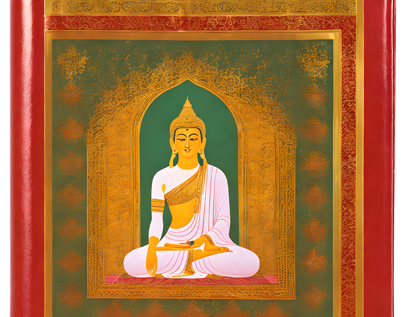 Traditional Buddhist Painting of Seated Buddha in Meditation