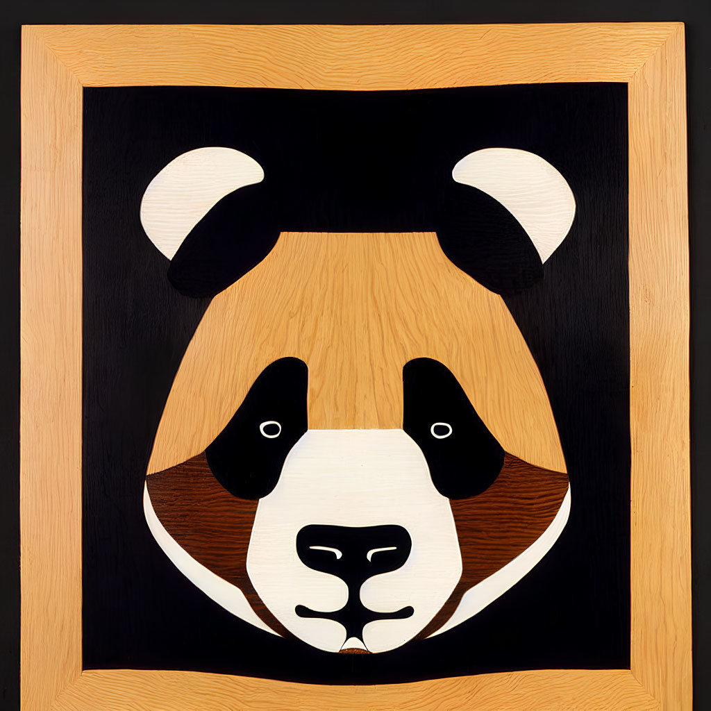 Stylized Wooden Dog Face Artwork with Light and Dark Tones