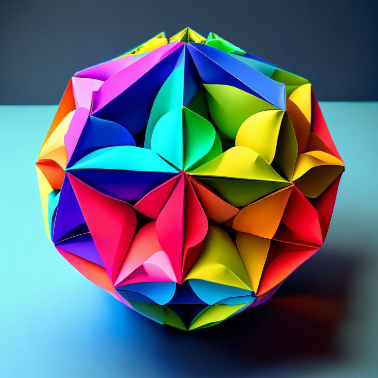 Colorful Origami Modular Sphere with Vibrant Folding Patterns