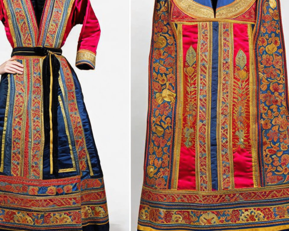 Traditional Embroidered Robes with Colorful Designs and Intricate Patterns