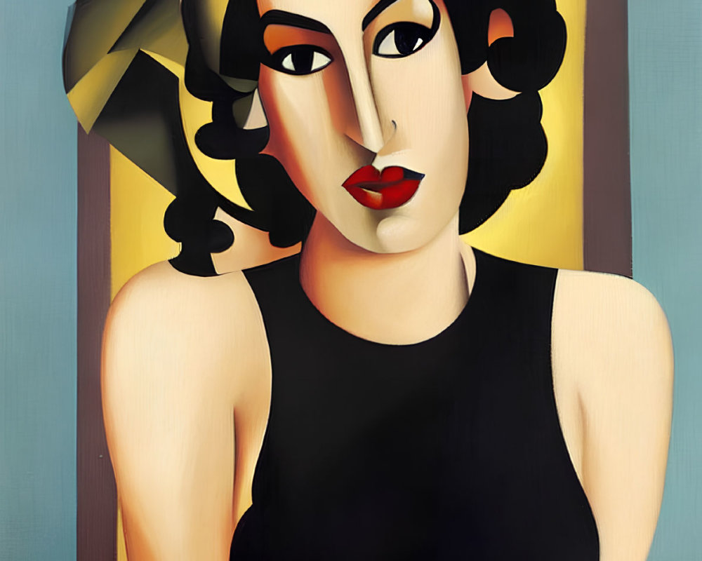 Woman with Yellow Headband in Stylized Painting