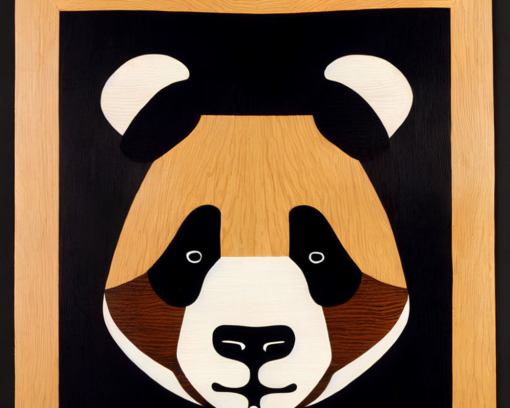 Stylized Wooden Dog Face Artwork with Light and Dark Tones