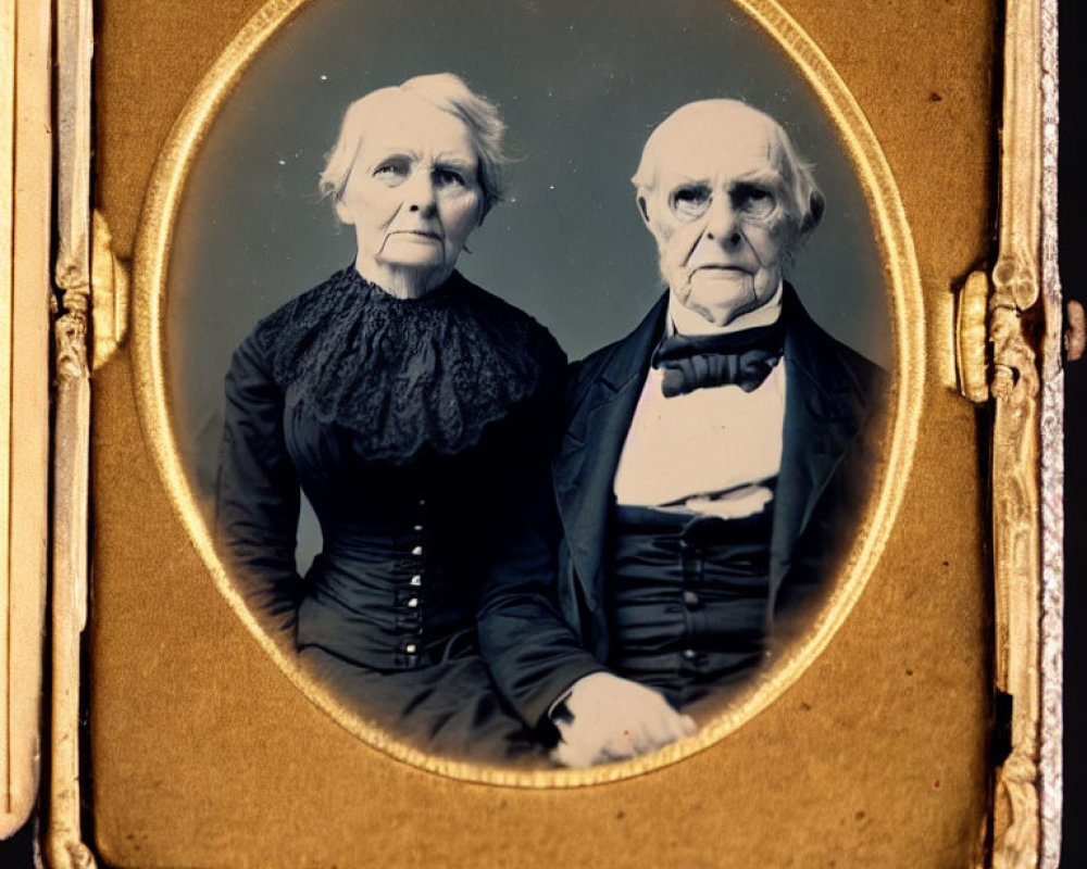 Vintage portrait of elderly couple in 19th-century attire