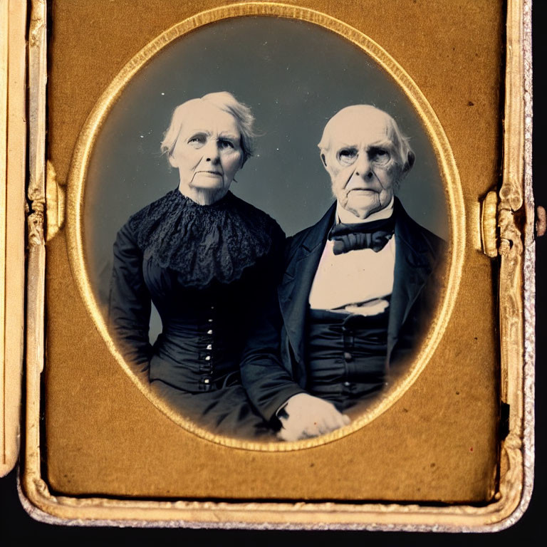 Vintage portrait of elderly couple in 19th-century attire