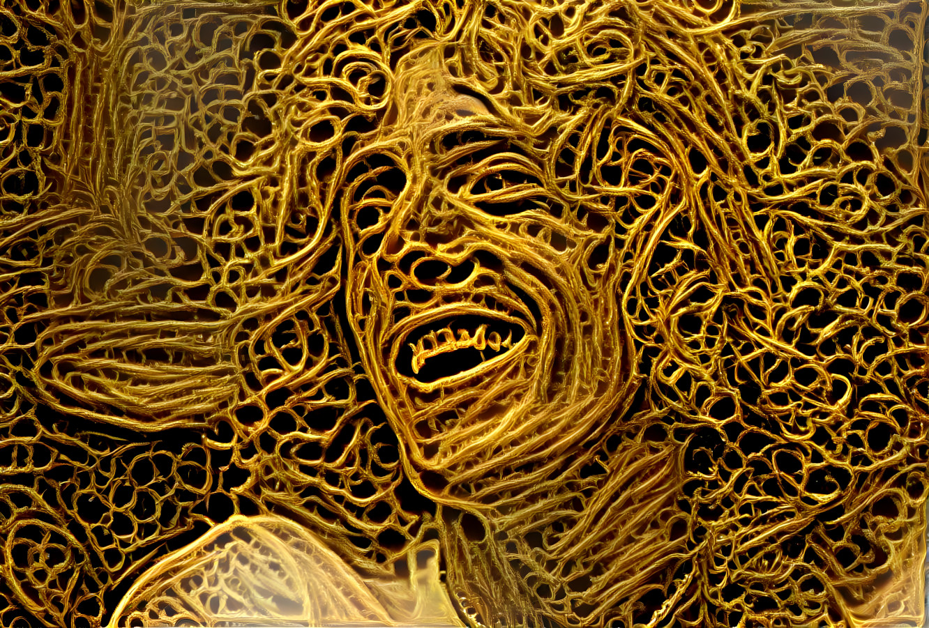 Gold filigree relief portrait of Roger Daltery