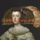 Portrait of Woman with Red and White Flower Headpiece and Decorative Dress