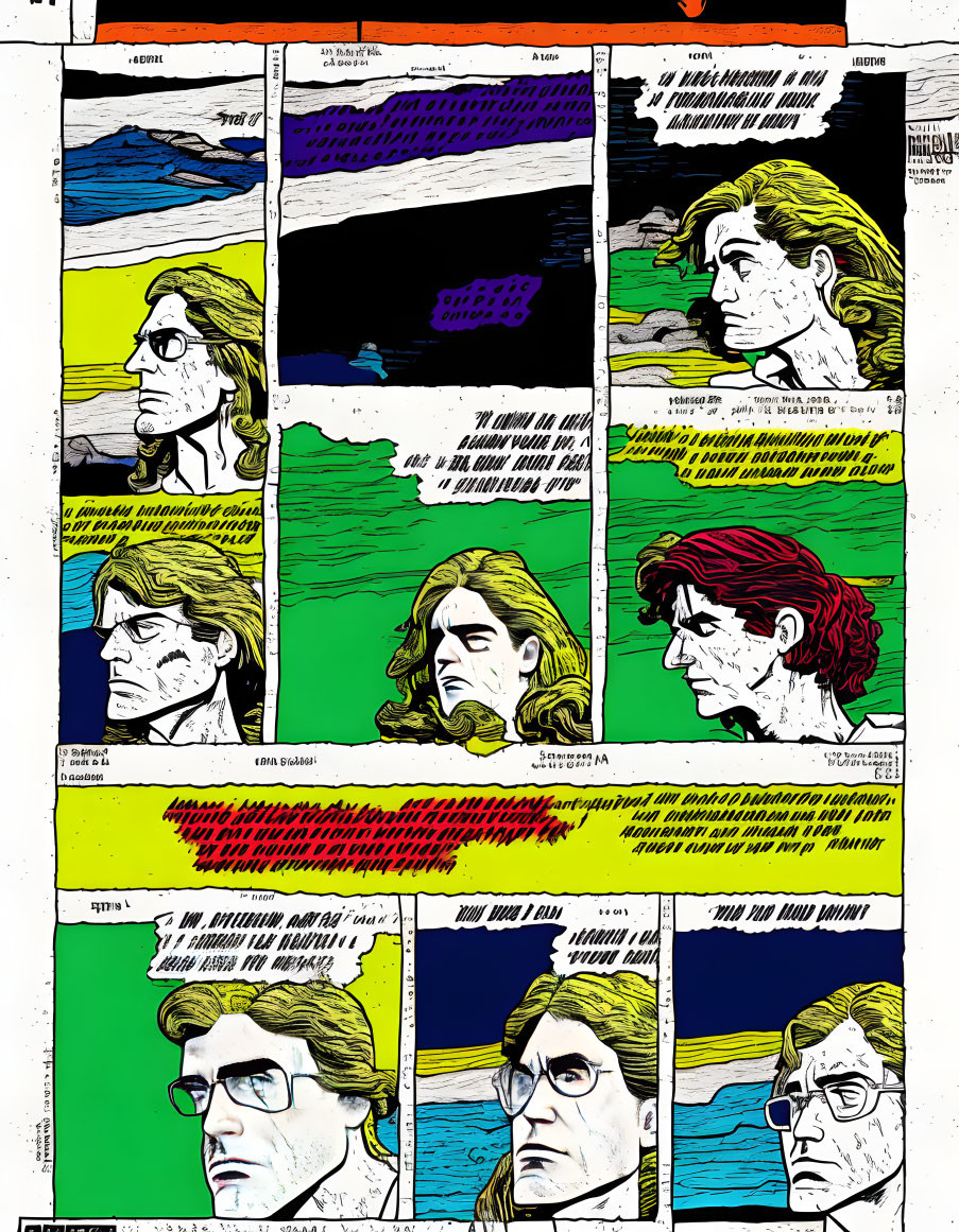 Comic Page with Repetitive Panels of Man in Glasses & Text Bubbles