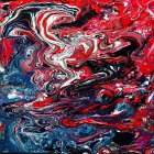 Colorful Swirling Patterns in Red, Blue, and Orange Fluid Art