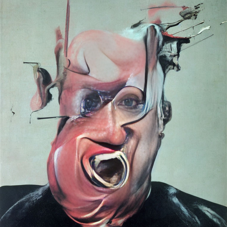 Abstract portrait with distorted features in surreal style