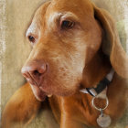 Brown Dog with Soulful Eyes on Abstract Background