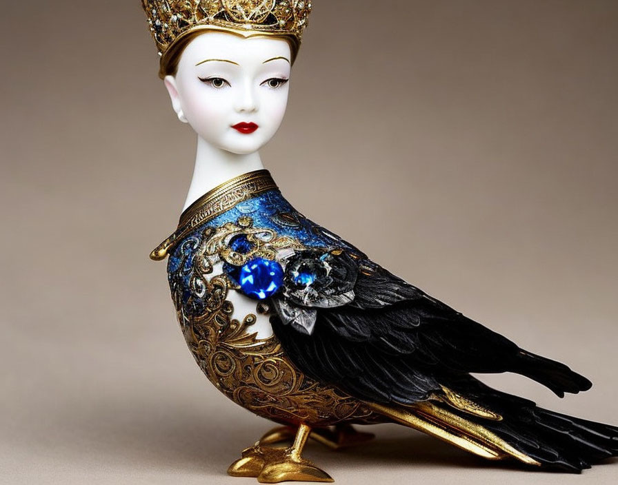 Ornate figurine featuring queen's upper body and bird's lower body