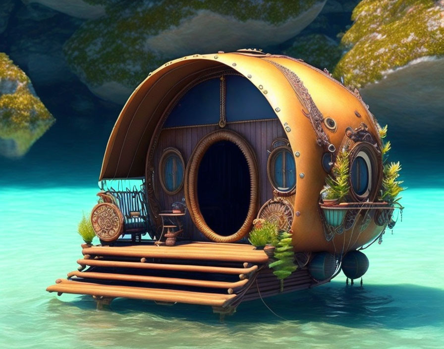 Unique Submarine-Inspired House with Underwater Theme